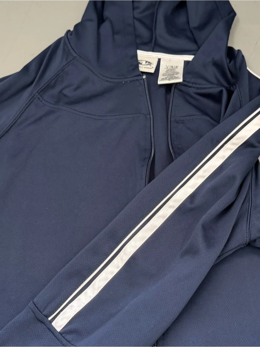 Athletic Works Navy Full-Zip Hooded Windbreaker Spring Jacket size large